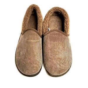 Slippers, size 9, light brown corduroy